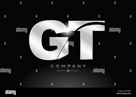 Silver Letter Gt G T Metal Combination Alphabet Logo Icon Design With