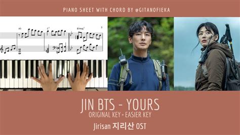 JIN BTS YOURS Jirisan 지리산 OST Piano Cover with Sheet Piano Chord