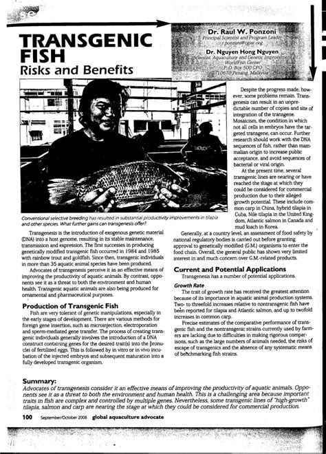 (PDF) Transgenic fish: risks and benefits