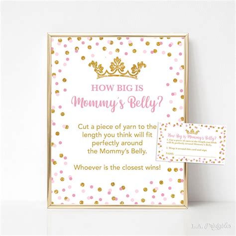 Princess How Big is Mommy's Belly Baby Shower Game Sign - Etsy