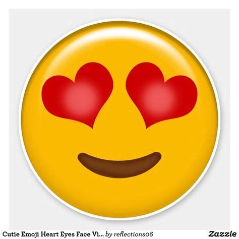 Cutie Emoji Heart Eyes Face Vinyl Sticker | Zazzle | Emoji heart eyes ...