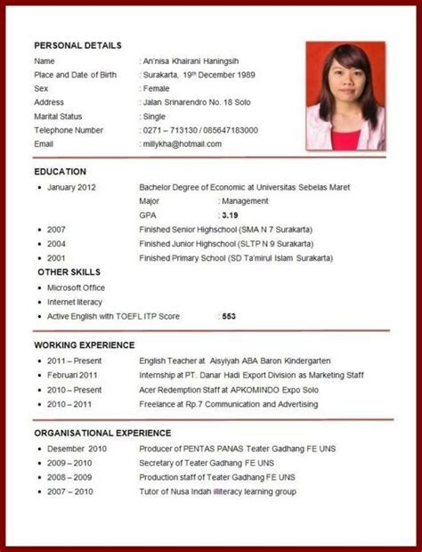 Detail Contoh Cv Bank Koleksi Nomer 23