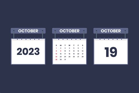 19 October 2023 calendar icon for schedule, appointment, important date concept 13018115 Vector ...