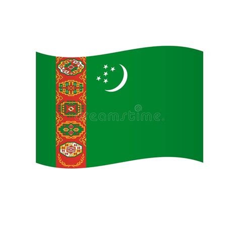 Wavy Vector Flag Of Turkmenistan Stock Illustration Illustration Of