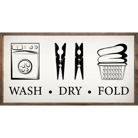 Wash Dry Fold Icons Wood Framed Print Wash Dry Fold Dry Wash