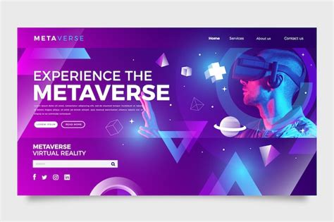 Página de inicio del concepto de metaverso degradado Vector Gratis