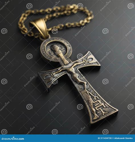 A cross with a gold chain stock illustration. Illustration of ...