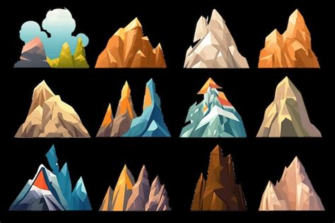 Cole O De Ilustra O Vetorial De Diferentes Cones De Montanha Em