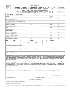 Building Permit Application Clay County Florida Fill And Sign