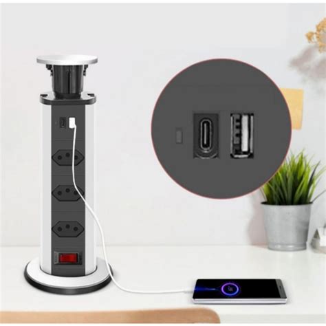 Torre De Tomada Multiplug Retr Til Tomadas E Usb Usb C Embutir A