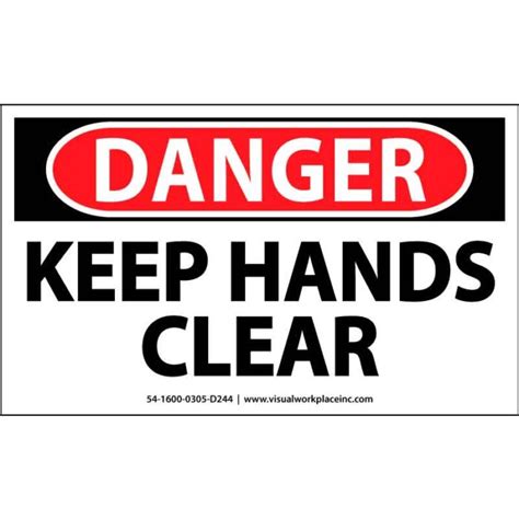 Osha Polylabel Danger Keep Hands Clear Pk Visual Workplace Inc