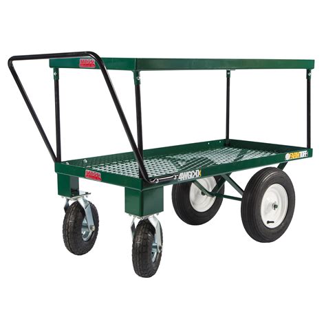 Msi4wgcd Millside Metal Double Tier 4 Wheel Push Cart Green