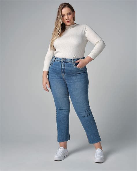 Riachuelo Cal A Jeans Plus Size Feminina Reta Denim Claro Filipa By