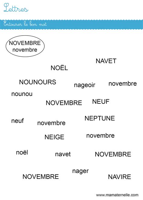 Lettres Entourer Le Bon Mot Ma Maternelle