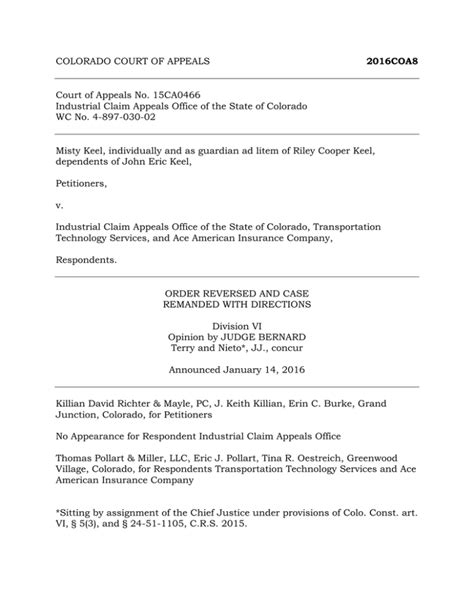 COLORADO COURT OF APPEALS 2016COA8 Court of Appeals No