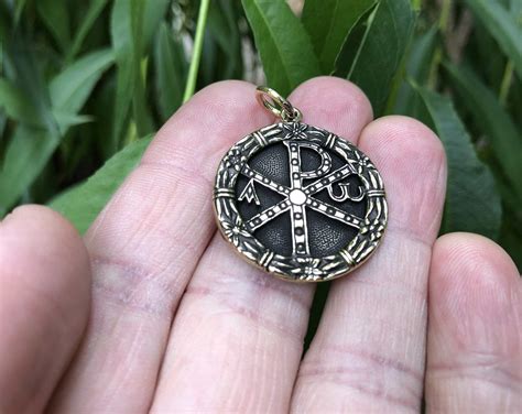 Bronze Pendant Chi Rho 1 Chi rho cross Alpha and omega | Etsy