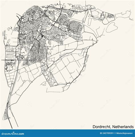 Street Roads Map of DORDRECHT, NETHERLANDS Stock Vector - Illustration ...