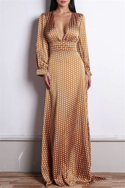 Satin Polka Dot Maxi Dress Shopperboard