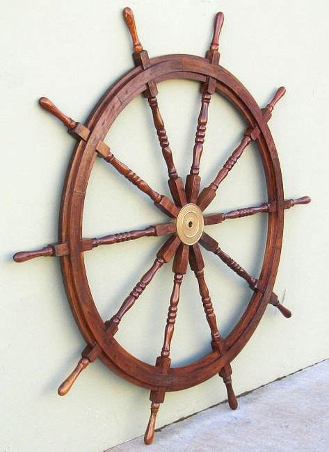 Enormous Xl Teak Wooden Boat Ships Wheel Nautical Decor Nautical