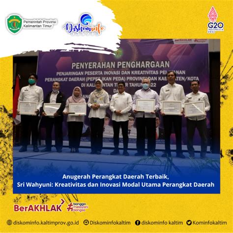 Anugerah Perangkat Daerah Terbaik Sri Wahyuni Kreativitas Dan Inovasi