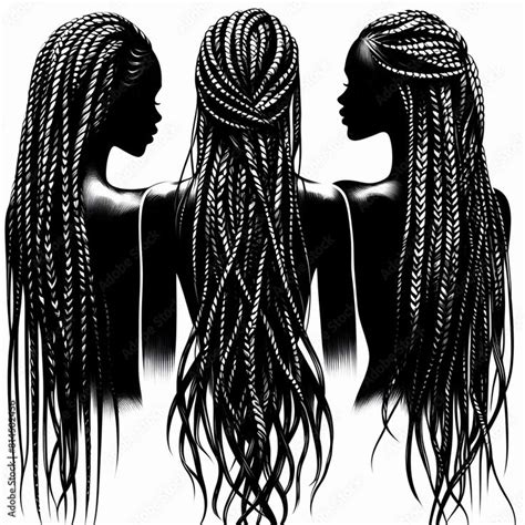 Stockillustratie Silhouette Braids In 2024 Braids Silhouette