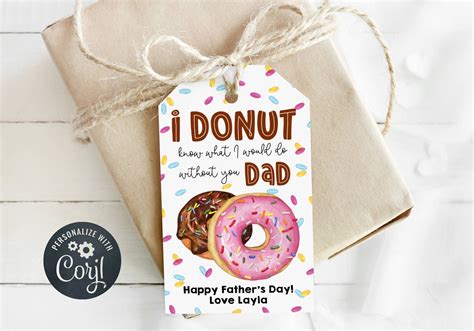 Father S Day Donut Gift Tag Printable I Donut Know What Etsy