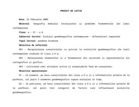 DOC Proiect Lectie Evolutii Geodemografice Clasa X DOKUMEN TIPS