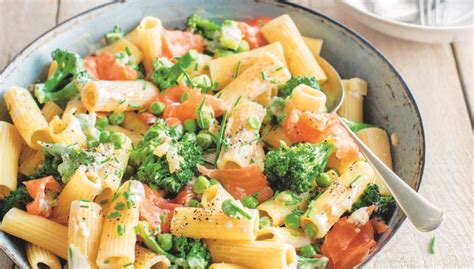 Rigatonis Au Brocoli Saumon Fum Et Petits Pois