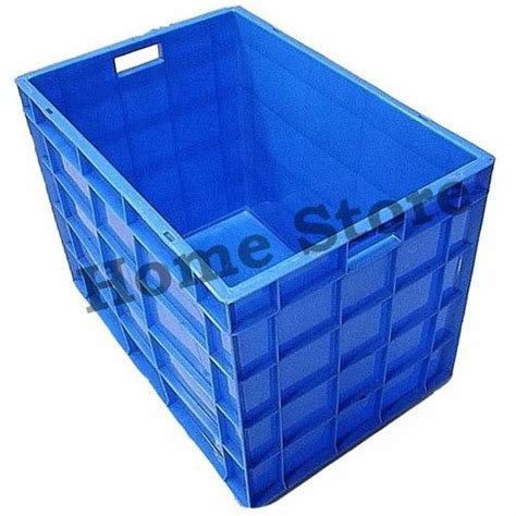 Blue Plastic Rectangular Dairy Crates Outer Dimension LXWXH 600X