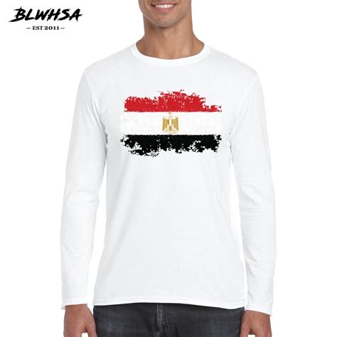 Blwhsa Nova Camisa De Manga Longa T Pesco O Masculino Egito Bandeira