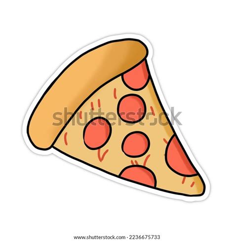 Cute Delicious Pepperoni Pizza Sticker Stock Illustration 2236675733 ...