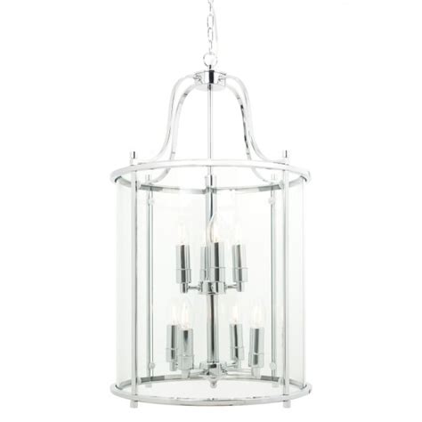 Thlc Traditional 8 Light Round Hall Ceiling Lantern Polished Chrome