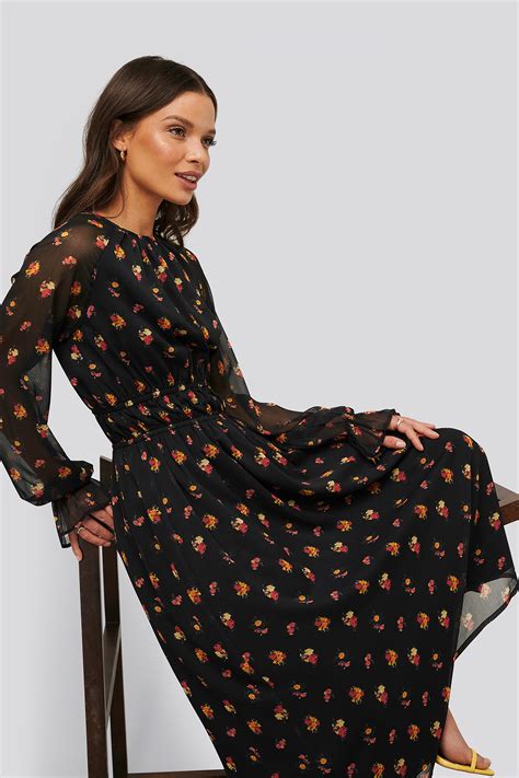 Long Sleeve Midi Dress Multicolor Na