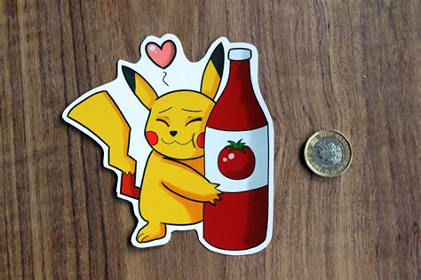 I 3 Ketchup Pikachu And Ketchup Pegatina Etsy España