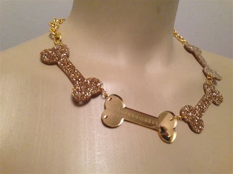 Gold glitter bone necklace by Voodoo Betty tiki voodoo