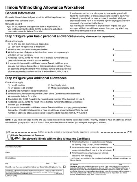 Illinois W 4 2023 Form Printable Forms Free Online