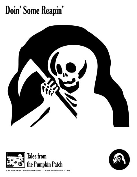 Grim Reapers Pumpkin Stencil Pumpkin Pattern Pumpkin Template