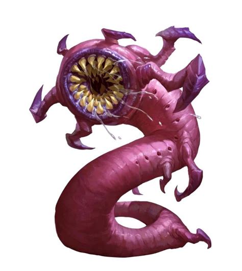 Big Purple Monster Worm Lots Of Teeth Enemies For Dnd Pathfinder