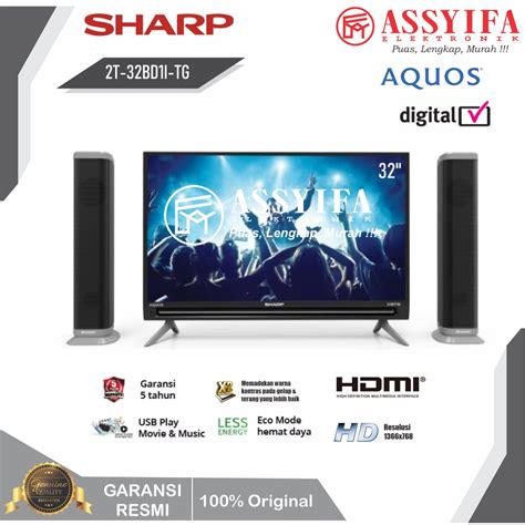 Jual LED TV SHARP 32 INCH 2T C32BD1I TOWER SPEAKER IOTO TERBARU DIGITAL