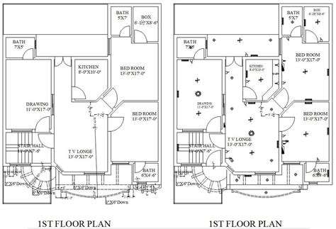 1st Floor Layout Plan With Light Fitting Details In Autocad 2d Drawing