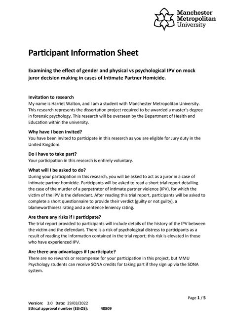 Dissertation Participant Information By HWDissertation2022 Issuu