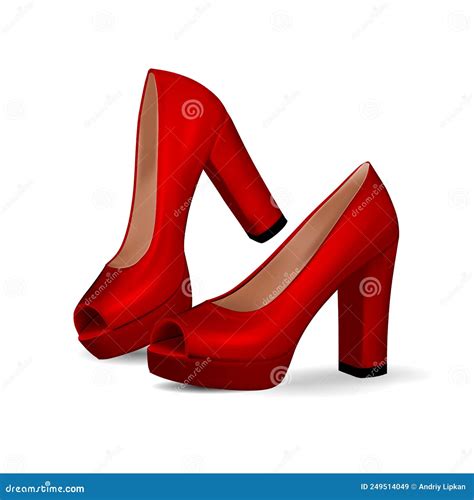 Red Suede High Heel Women Shoe Isolated On White Background Stock