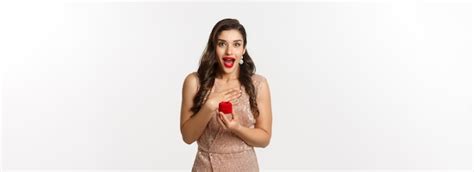 Premium Photo Image Of Amazed Girlfriend Holding Engagement Ring Box