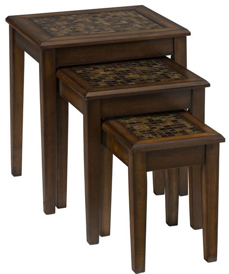 Baroque Brown Mosaic Tile Inlay Nesting Table From Jofran Coleman