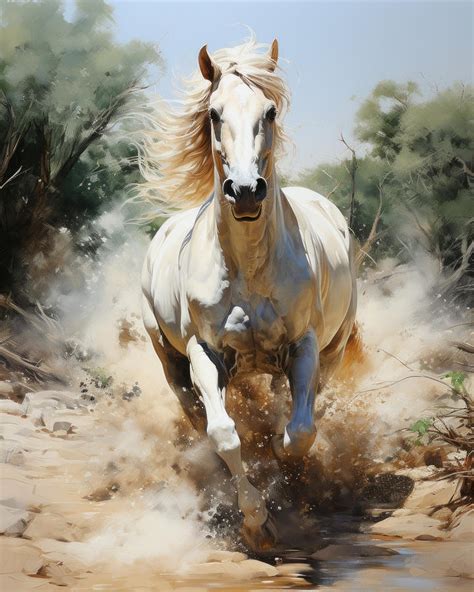 White Arabian Horse N003 Digital Art by Edit Voros - Fine Art America