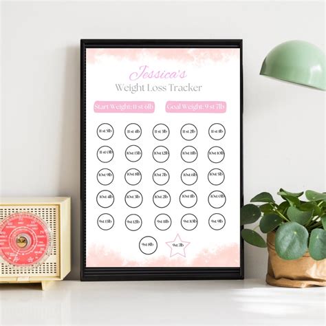 Printable Personalised Weight Loss Chart A4 Slimming World Weight Watchers Diet Journey Goal