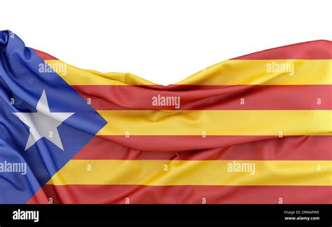 Bandera De Cataluña Aislado Sobre Fondo Blanco Con Espacio De Copia