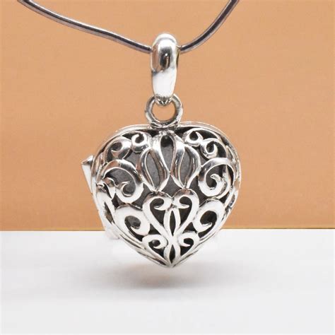 Sterling Silver Heart Locket Pendant 925 Silver Love Heart Pendant