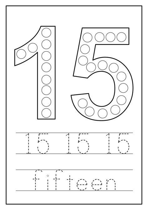 Learning numbers for kids. Number fifteen. Math worksheet. 9826986 ...
