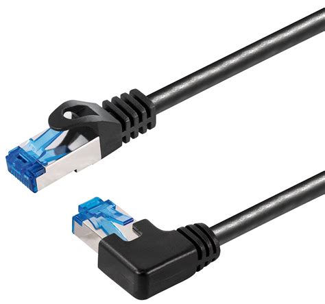 CAT 6a Patchkabel Eine Seite Nach Rechts Gewinkelt Schwarz AWG 26 S FTP